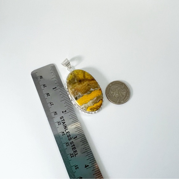 Large Chunky Bumblebee Jasper Pendant Handmade New Sterling Silver 925 - Picture 7 of 7